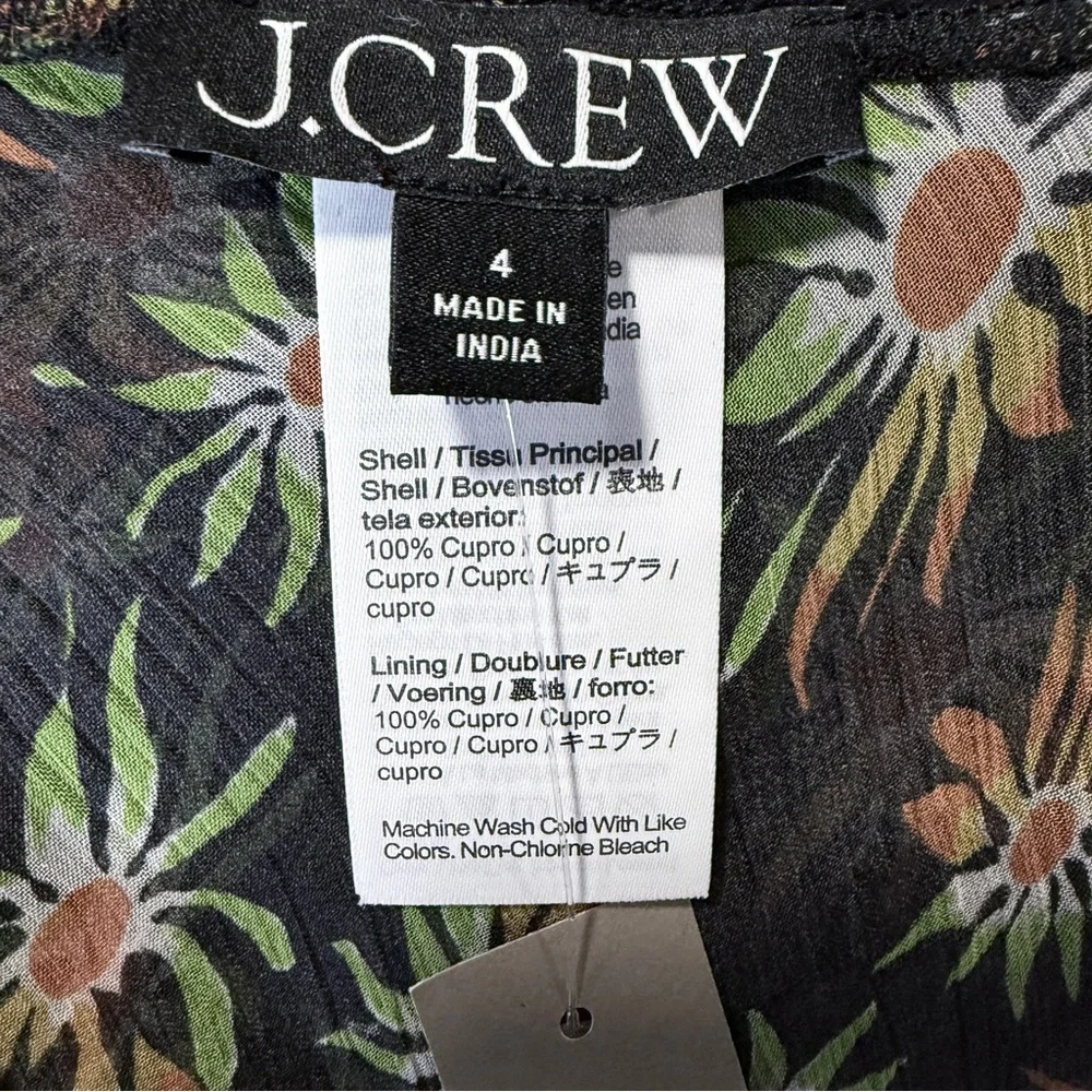 J. Crew NWT Black Crinkle Chiffon Camisole Top in Sunburst Floral | Size 4 - Picture 8 of 8